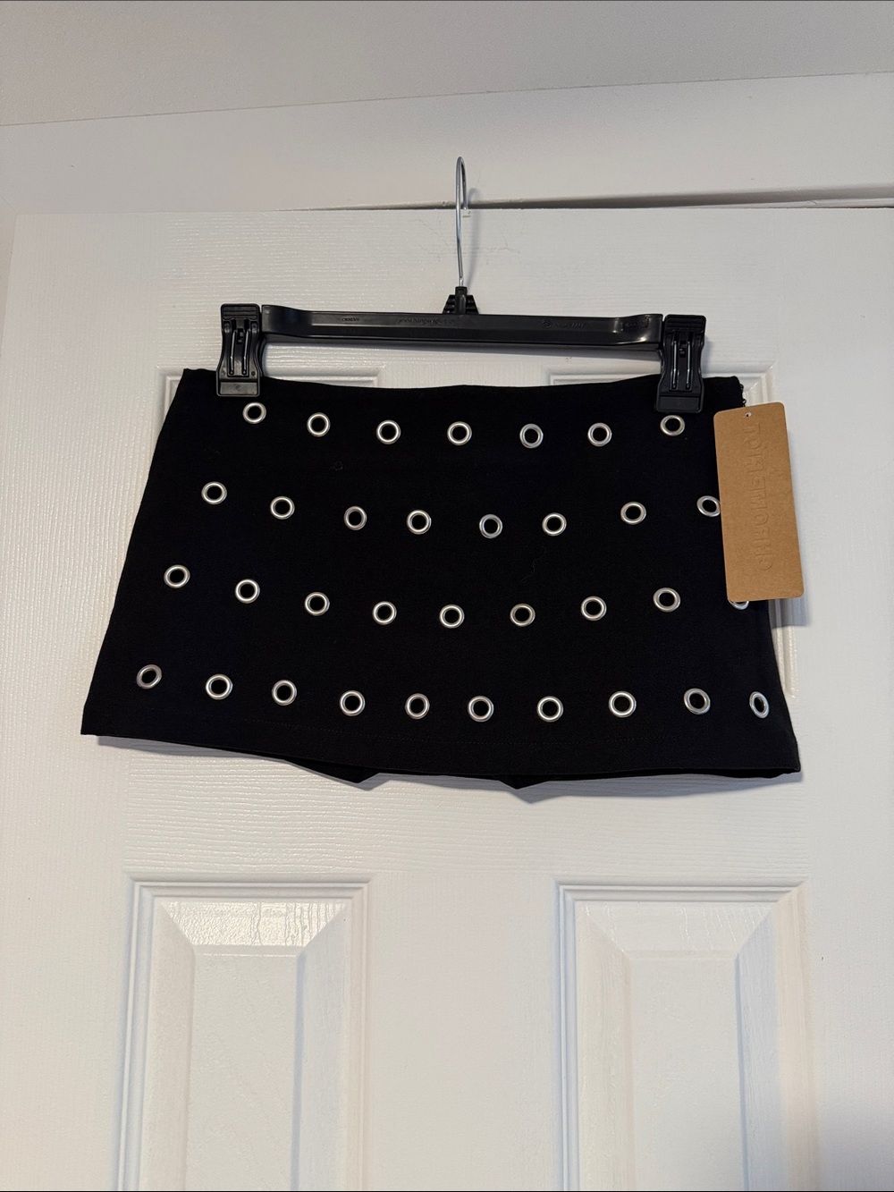 Black Grommet-Detail Super Mini Skort